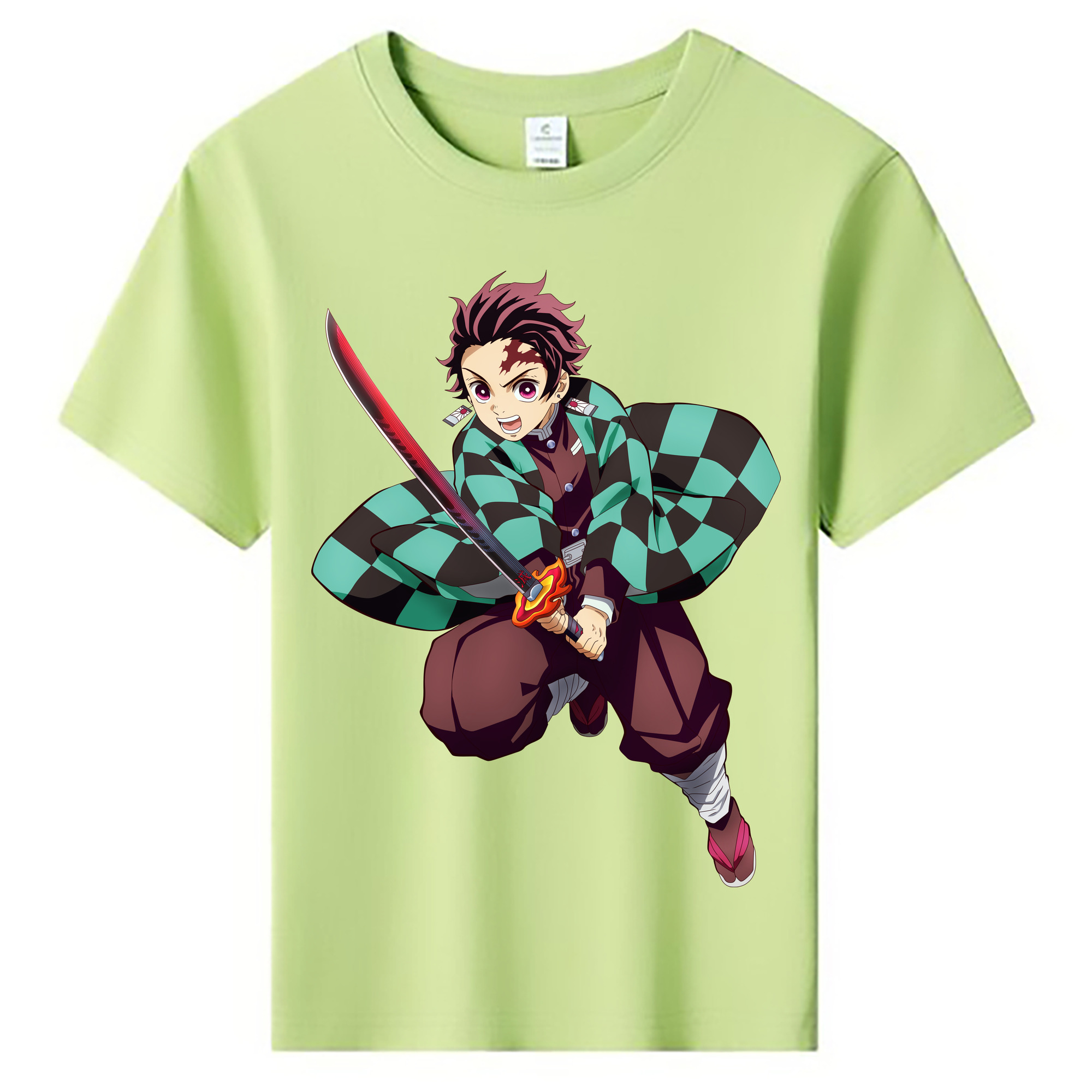（画像用） 鬼滅の刃 竈門 炭治郎／かまど たんじろう Kamado Tanjirou 綿100％キッズTシャツ（フロントプリント）